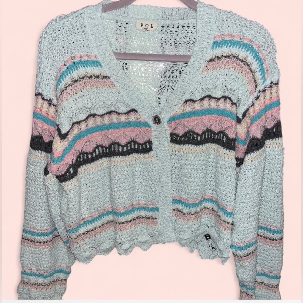 POL Light Green Crochet Sweater
